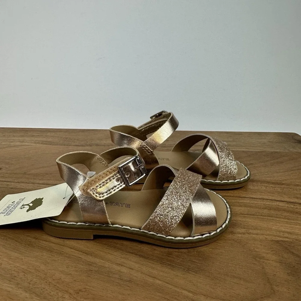 New‎ Little Kids Girls Tucker & Tate Tarya Rose Gold Glitter Sandals Size 5 C